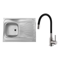 ALVEUS SETA24019 - CLASSIC kitchen sink 80 x 60 cm + MINTAS 34 cm kitchen faucet with flexible spout, brushed stainless steel/black
