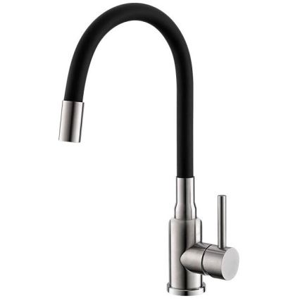 ALVEUS SETA24019 - CLASSIC kitchen sink 80x60 cm + MINTAS 34 cm sink faucet with flexible spout, stainless steel/black