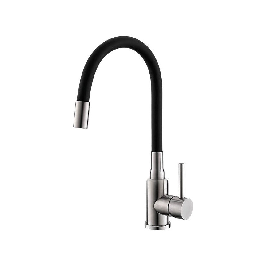 ALVEUS SETA24019 - CLASSIC kitchen sink 80x60 cm + MINTAS 34 cm sink faucet with flexible spout, stainless steel/black