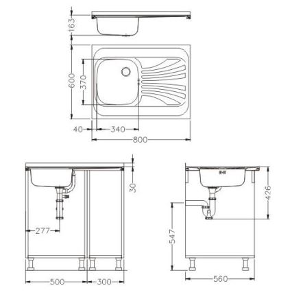 ALVEUS SETA24019 - CLASSIC kitchen sink 80x60 cm + MINTAS 34 cm sink faucet with flexible spout, stainless steel/black