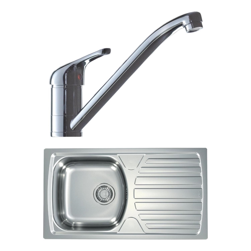 ALVEUS SETA259 - BASIC 78 x 43.5 cm Kitchen Sink + RIVIERA 14.8 cm Sink Faucet, Satin/Polished Chrome