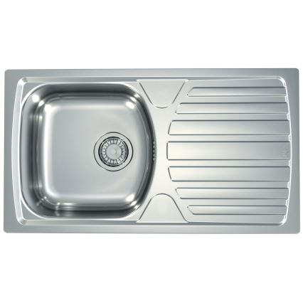 ALVEUS SETA259 - BASIC 78 x 43.5 cm Kitchen Sink + RIVIERA 14.8 cm Sink Faucet, Satin/Polished Chrome