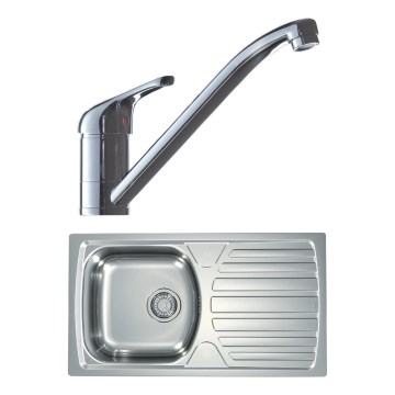 ALVEUS SETA259 - Kitchen Sink BASIC 78x43.5 cm + RIVIERA Tap 14.8 cm satin/glossy chrome