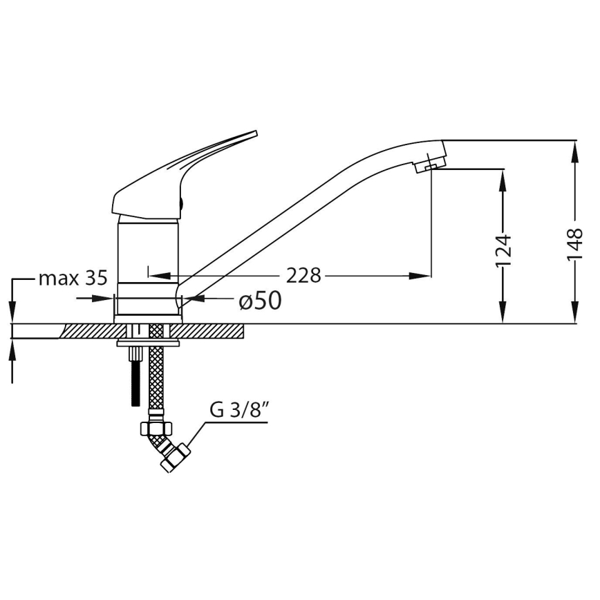ALVEUS SETA259 - Kitchen Sink BASIC 78x43.5 cm + RIVIERA Tap 14.8 cm satin/glossy chrome