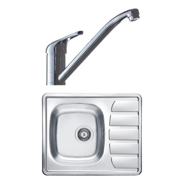 ALVEUS SETA265 - Kitchen Sink ZOOM 61.5x50 cm + RIVIERA Kitchen Faucet 14.8 cm Satin/Polished Chrome