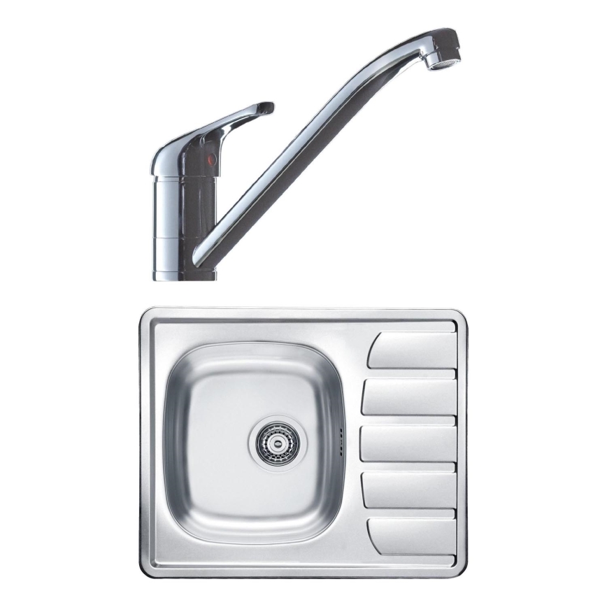 ALVEUS SETA265 - ZOOM kitchen sink 61.5x50 cm + RIVIERA sink faucet 14.8 cm satin/polished chrome