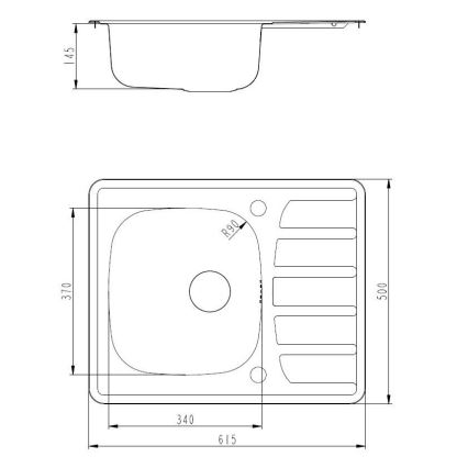 ALVEUS SETA265 - ZOOM kitchen sink 61.5x50 cm + RIVIERA sink faucet 14.8 cm satin/polished chrome