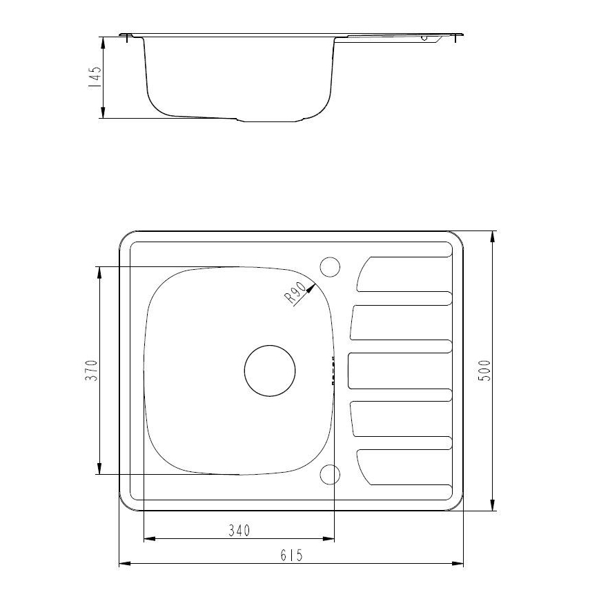 ALVEUS SETA265 - ZOOM kitchen sink 61.5x50 cm + RIVIERA sink faucet 14.8 cm satin/polished chrome