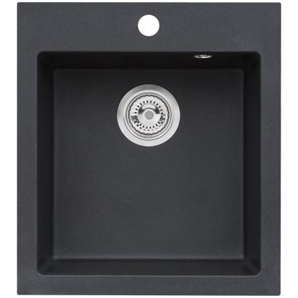 ALVEUS SETA737 - Kitchen sink CORTINA 50x45 cm + sink mixer with flexible spout TONIA 29,5 cm granite/matte black