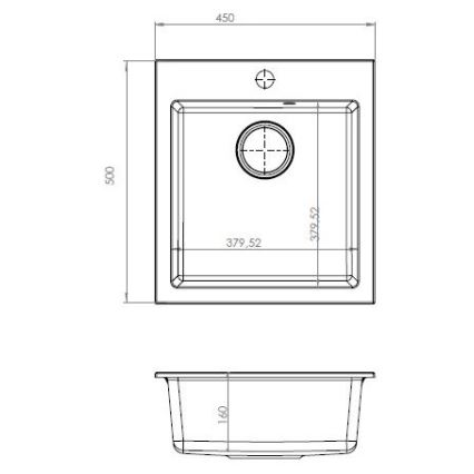 ALVEUS SETA737 - Kitchen sink CORTINA 50x45 cm + sink mixer with flexible spout TONIA 29,5 cm granite/matte black