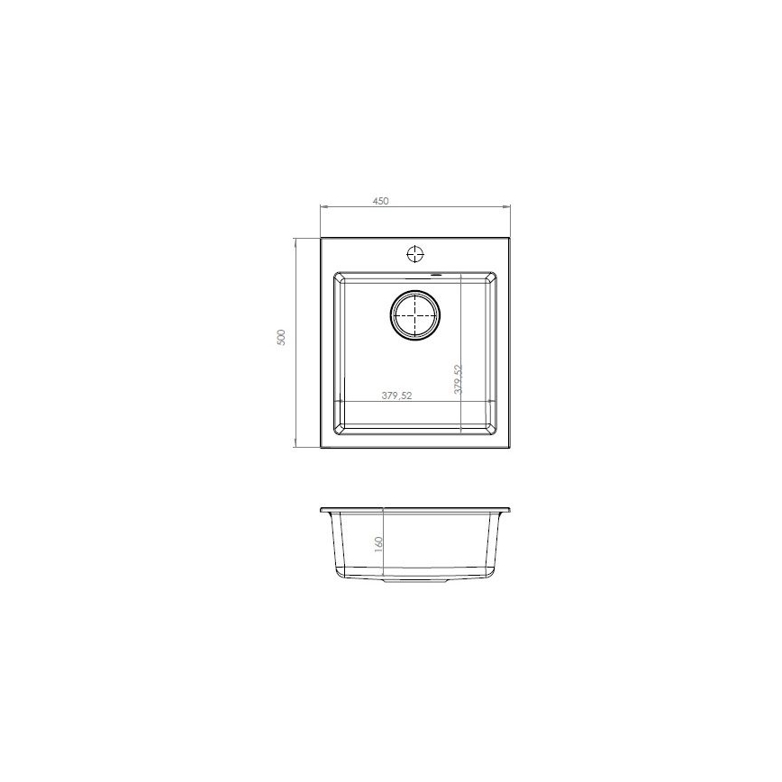 ALVEUS SETA737 - Kitchen sink CORTINA 50x45 cm + sink mixer with flexible spout TONIA 29,5 cm granite/matte black
