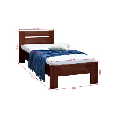 AMBER Single Bed 90 x 200 cm, Dark Walnut