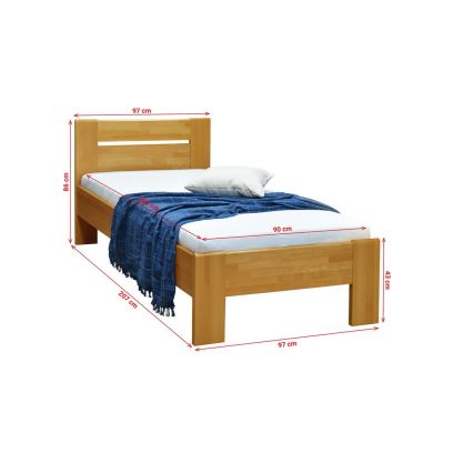 AMBER single bed 90x200 cm, light walnut