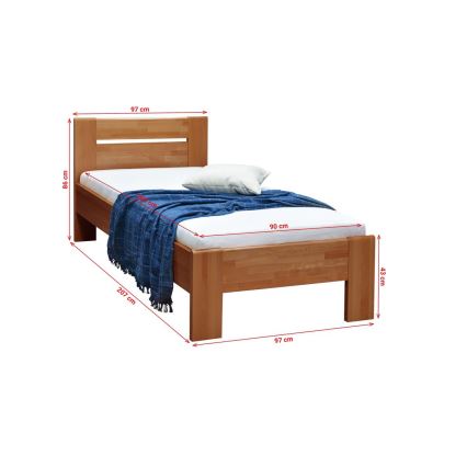 AMBER Single Bed 90x200 cm, Walnut