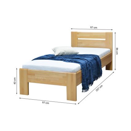 AMBER Solid Beech Single Bed 90x200 cm