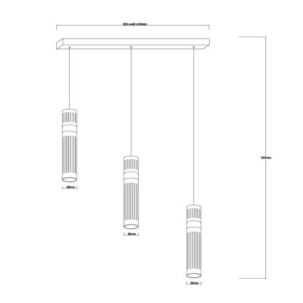 AMBIENTE LED cable-hung pendant 3xLED/6W/230V 3000/4000/6000K gold