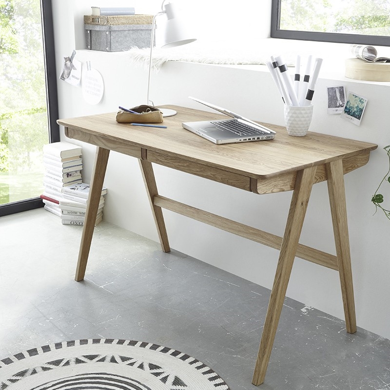 AMIRON Oak Writing Desk