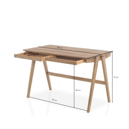 AMIRON Oak Writing Desk