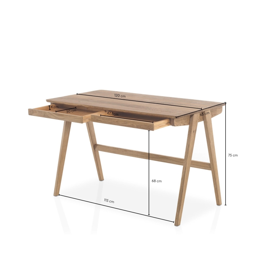 AMIRON Oak Writing Desk