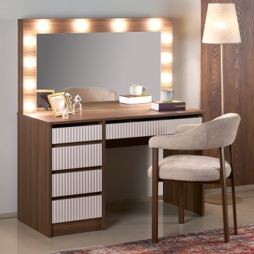 AMORIO Vanity Table 120x55 cm Cashmere/Walnut Decor