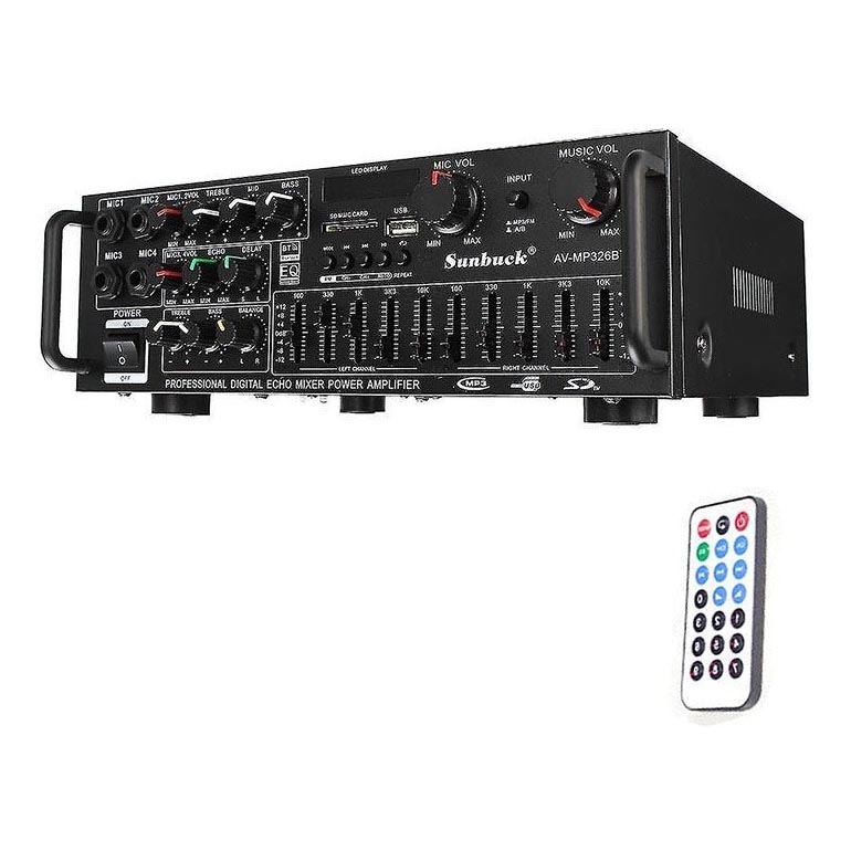 Amplifier with equalizer and MP3 player + remote control