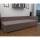 AMSTERDAM Upholstered daybed with reversible headboard and storage, 90x200 cm, beige