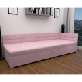 AMSTERDAM Upholstered Daybed with Reversible Headboard and Storage, 90x200 cm, Pink