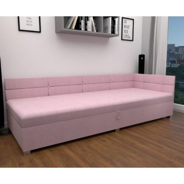 AMSTERDAM Upholstered Daybed with Reversible Headboard and Storage, 90x200 cm, Pink