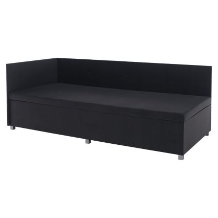 Upholstered divan bed with reversible headboard and built-in storage AMSTERDAM 90x200 cm grey