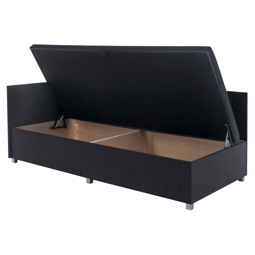 Upholstered divan bed with reversible headboard and built-in storage AMSTERDAM 90x200 cm grey