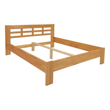 ANGELA Solid Wood Double Bed 180 x 200 cm, Light Walnut