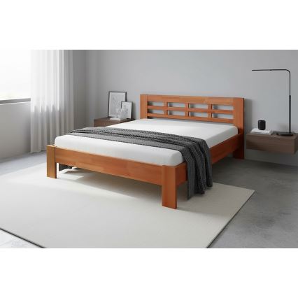 ANGELA Solid Wood Double Bed 180 x 200 cm, Light Walnut