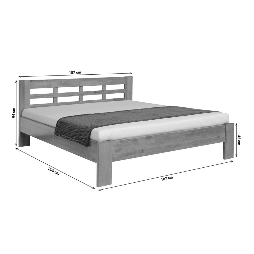 ANGELA Solid Wood Double Bed 180 x 200 cm, Plum