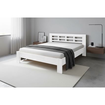 ANGELA Solid Wood Double Bed 180x200 cm, White