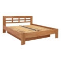 ANGELA Solid Wood Double Bed with Storage, 180x200 cm, Plum