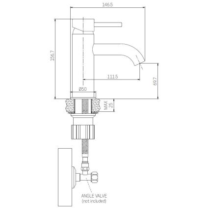 ANHOLT 15.6 cm Washbasin Mixer, Polished Brass