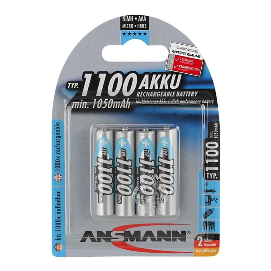 Ansmann 07521 Micro AAA - 4pcs rechargeable batteries AAA NiMH1.2V/1050mAh