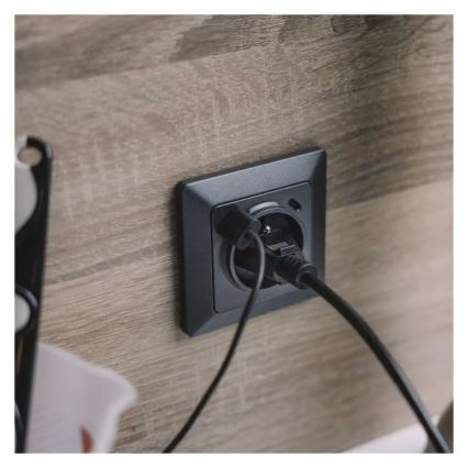 Anthracite French wall outlet with integrated USB-A and USB-C, 250V/16A