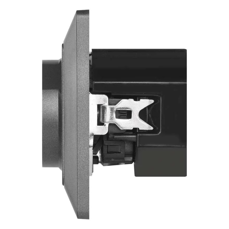 Anthracite French wall outlet with integrated USB-A and USB-C, 250V/16A