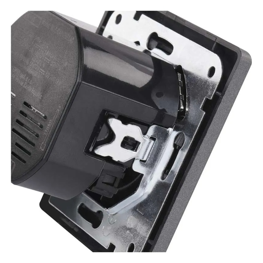 Anthracite French wall outlet with integrated USB-A and USB-C, 250V/16A