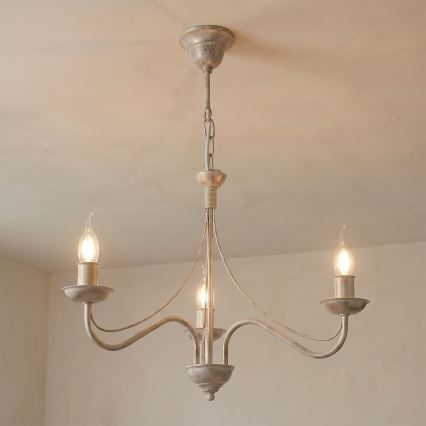 ANTON Chain Chandelier 3xE14/60W/230V, White Patina