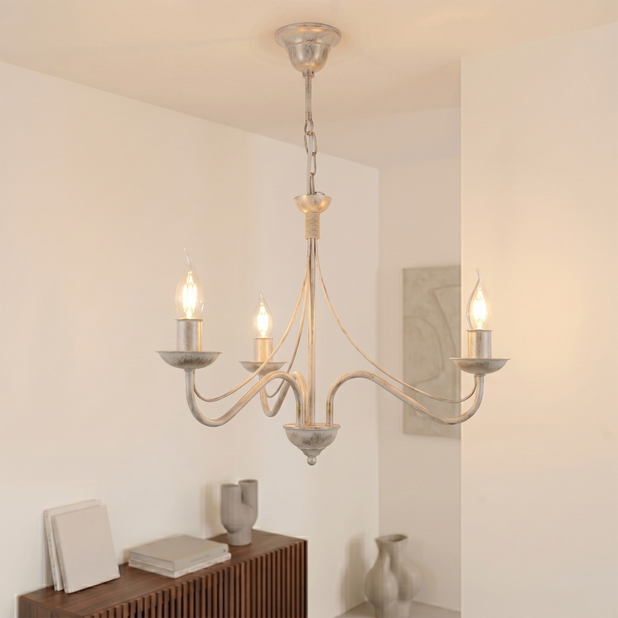 ANTON Chain Chandelier 3xE14/60W/230V, White Patina
