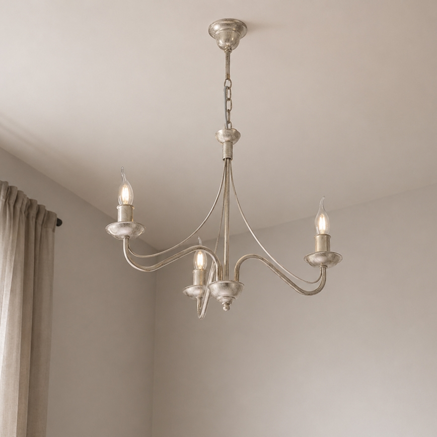 ANTON Chain Chandelier 3xE14/60W/230V, White Patina