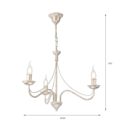 ANTON Chain Chandelier 3xE14/60W/230V, White Patina