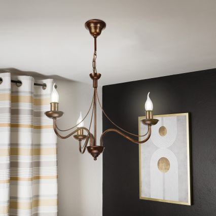 ANTON Chain Chandelier 3×E14/15W/230V, Bronze