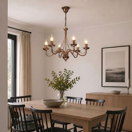 ANTON Chain Chandelier 6xE14/60W/230V Bronze