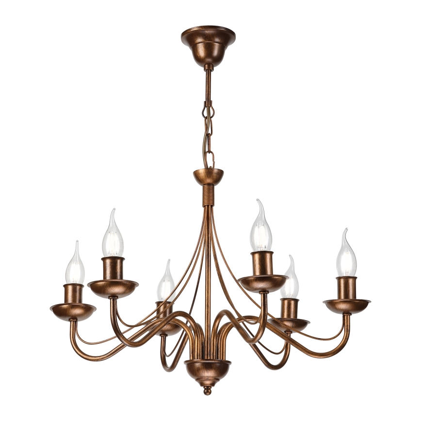 ANTON Chain Chandelier 6xE14/60W/230V Bronze