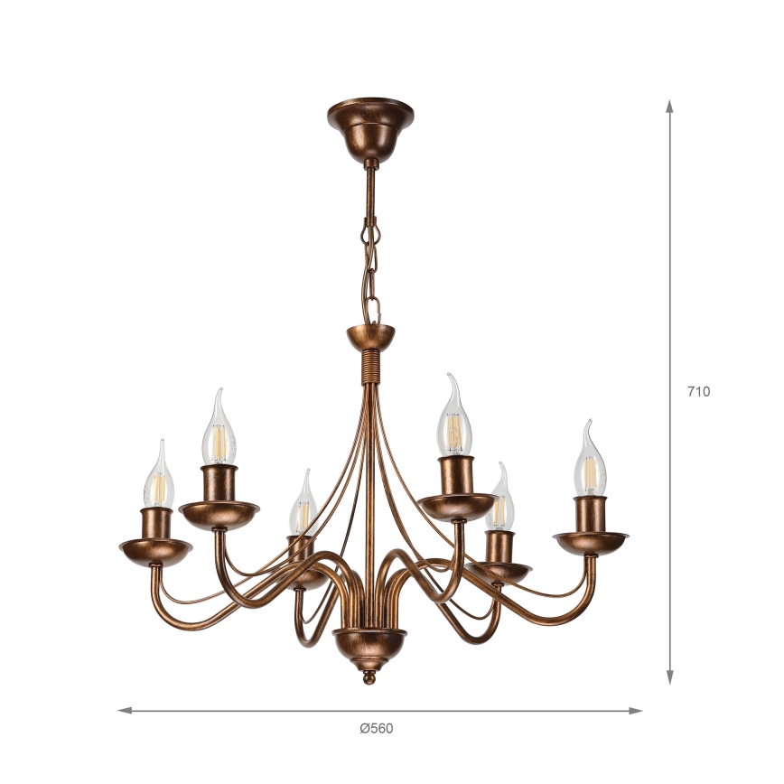 ANTON Chain Chandelier 6xE14/60W/230V Bronze