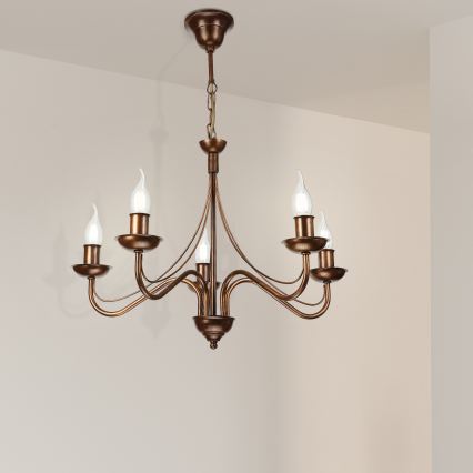ANTON Chain-Hung Chandelier, 5 x E14/15W/230V, Bronze