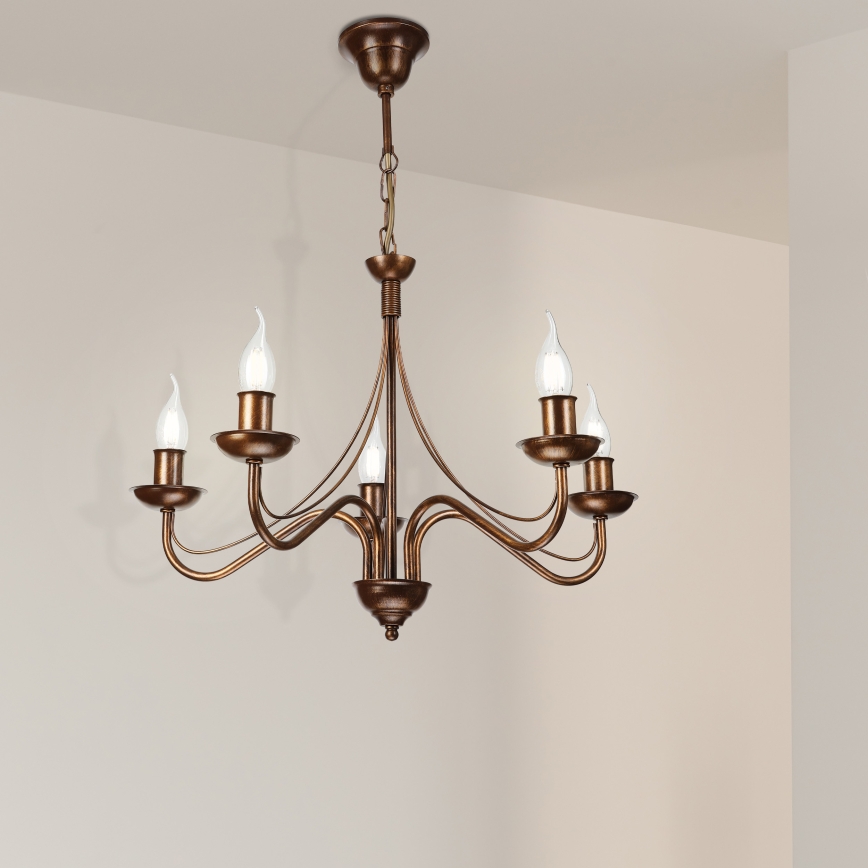 ANTON Chain-Hung Chandelier, 5 x E14/15W/230V, Bronze